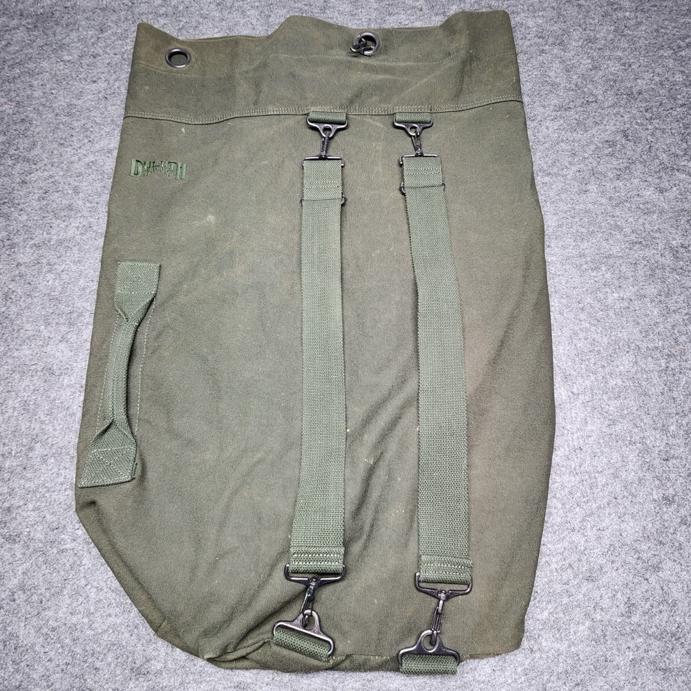 Duluth Trading Green Canvas Military Style Top Load Duffle Utility Bag Backpack